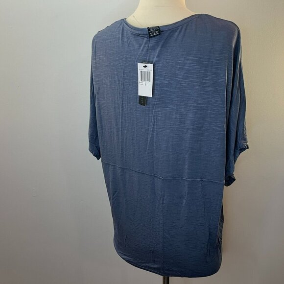 Joan Vass Women's Slate Blue Jersey Knit Assymetrical Top - Size Small - NWT - Picture 3 of 4